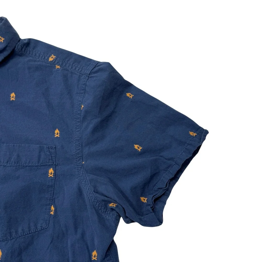 The North Face Blue Campfire Print‎ Baytrail Jacquard Short-Sleeve Shirt Mens M